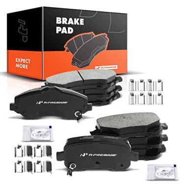 Imagem de A-Premium Conjunto de pastilhas de freio de disco de cerâmica dianteiras e traseiras de 8 peças compatíveis com modelos selecionados Dodge, Chrysler e Volkswagen - Grand Caravan/Town & Country