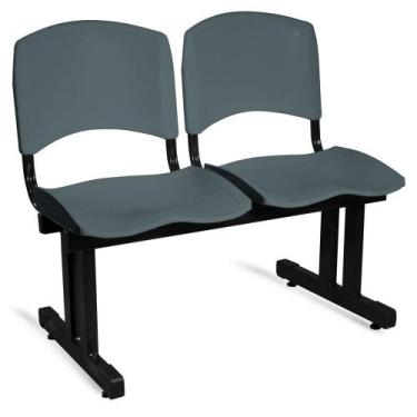 Imagem de Longarina Plástica 2 Lugares A/E Cinza Lara - Shop Cadeiras