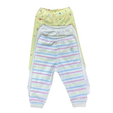Imagem de Kit 3 calças/mijão bebê menino menina100% algodão - Pulla Bulla, Branc