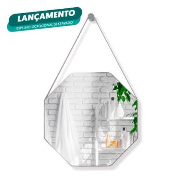 Imagem de Espelho Redondo Decorativo Suspenso Alça 60cm + Pendurador - ADNET, GE