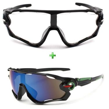 Imagem de Óculos De Sol Ciclismo Espelhado + Noturno Kit 2 Unidades - ESPORTIVO