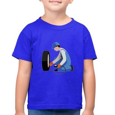 Imagem de Camiseta Algodão Infantil Borracharia - Foca na Moda, Azul royal, 6