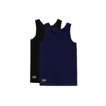 Imagem de Kit 2 regatas Argeny Preta e Azul Lisa 100% Algodão - Di Nuevo, Cores 