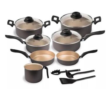 Imagem de Conjunto de Panelas Antiadetente Firenze 10 Peças Cinza Bege