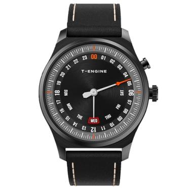 Imagem de T-ENGINE Relógios masculinos de quartzo, 50 m, à prova d'água, com pulseira de couro, sistema 24 horas, negócios, trabalho, esporte, casual, vestido, relógio de pulso masculino, presente elegante para