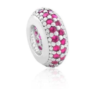 Imagem de Berloque Prata 925 P/ Pulseira Separador Zirconia Rosa - Lojas La&Ny, 
