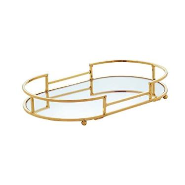 Imagem de Bandeja Decorativa de Metal Dourada 26cm x 16cm x 4cm - Wolff