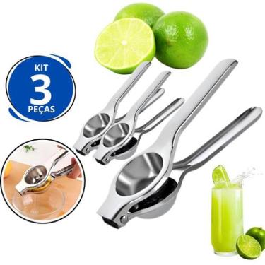 Imagem de Kit 3 Espremedor de Limão Laranja Inox Profissional Manual Espreme Suc
