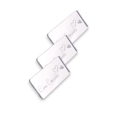 Imagem de Tag Decorativa Acrílicas 3.0x1.0 cm Com Carinho Prata Espelhado 10 Un 