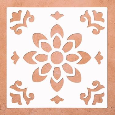 Imagem de Estêncil reutilizável de azulejo de 30 x 30 cm, estêncil de concreto para pintura de pisos, azulejos, passarela, pátio, varanda frontal, piso de concreto, pacote com 2, padrão de girassol