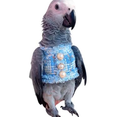 Imagem de Pano de pássaro, festa de Natal, fantasia de aniversário para papagaio, Halloween, animais de estimação, pássaros, roupa de cosplay (azul, arara)
