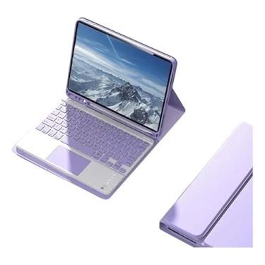 Imagem de Capa Para Tablet Com Teclado Bluetooth Para Samsung Tab S7 Plus/S7 FE/S8 Plus 12,4 Polegadas (Cinza Lavanda, Teclado de toque)
