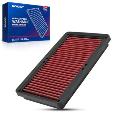 Imagem de KAX Filtro de ar de motor lavável premium, substituição 33-5108 para Hyundai (Santa Fe/Tucson/Sonata/Santa Cruz), Kia(K5/Sorento/Carnival) 2020-2024, reutilizável, aumenta a potência e o reboque