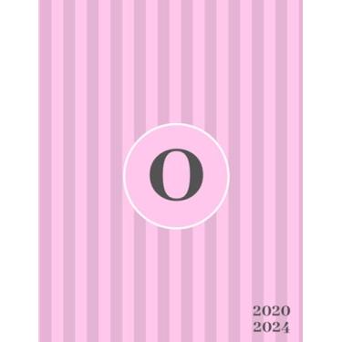 Imagem de 2020-2024: Initial Monogram Letter O Five 2020-2024 Five Year Planner 60 Months Calendar View. Classic 5 Year Calendar, Organizer, Agenda, Gratitude Journal and Notebook - Pink & Gray Stripe