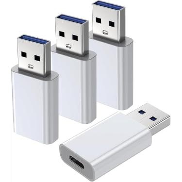 Imagem de Pacote com 4 adaptadores USB para USB C, conversor de cabo adaptador Typec para USB, conversor de carregador OTG para iPhone 16/15/14/13/12 Pro Max Plus, iPad 9/10 Air 5 Mini 6, carro, Samsung S24 S23