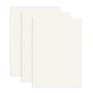 Imagem de Refil de papel pontilhado B5, pacote com 3, 120 folhas/240 páginas, perfurado com 9 furos, agenda e fichário