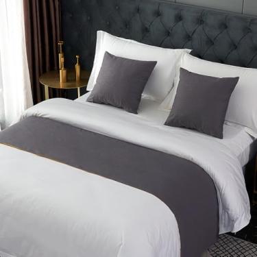 Imagem de Cama, corredor, lenço, colchas, luxuoso, confortável, cor sólida, corredores de cama e cachecóis, liso, simples, proteção de cama, hotéis, decoração de casa, Queen, toalha de cama king size - cinza