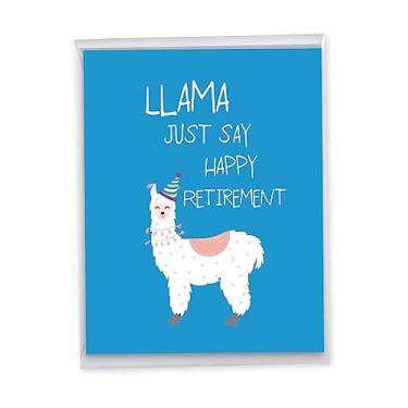 Imagem de The Best Card Company - Cartão de aposentadoria jumbo de todos nós (21 x 28 cm) - Cartão de notas de grupo grande para aposentados - Llama Just Say J6445ARTG-US