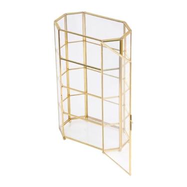 Imagem de Colaxi Caixa de jóias de vidro geométrica exibição de jóias organizador caixa multi camada design delicado caixa decorativa para o quarto