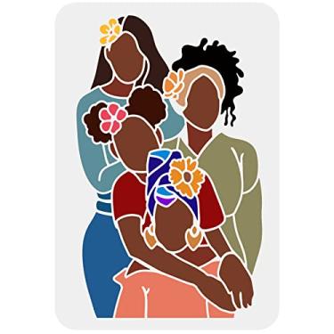Imagem de FINGERINSPIRE Estêncil de senhora africana 29,7 x 21,1 cm para meninas, modelos de pintura de sombra, 4 estênceis tribais para meninas, estêncil de arte negra, estêncil de arte preta para artesanato e decoração de casa