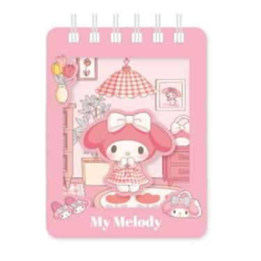 Imagem de Generic Caderno espiral pequeno pautado 3D, blocos de notas de bolso, 12,4 x 9,4 cm, 100 folhas (rosa - melodia)