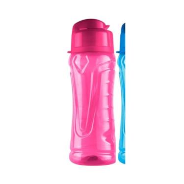 Imagem de Garrafa Squeeze Arpoador, 650 ml, Plástico, Conjunto com 2 Unidades, Rosa e Azul (Rosa Pink)