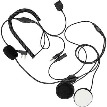 Imagem de JUYODE Fone de ouvido para capacete de motocicleta de 2 pinos totalmente aberto Walkie Talkie Racing com dedo de microfone PTT Push to Talk para Baofeng UV-5R UV-82 UV-82HP BF-888s BF-f8hp Ar-152