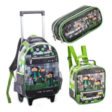 Imagem de KIT Mochila de Rodas Infantil Gamecraft 3 Peças