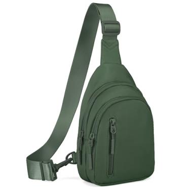 Imagem de Viverte Bolsa tiracolo pequena para mulheres com 4 bolsos transversais pochete feminina para viagens ao ar livre, Oliva, Small, Moderno, compacto, minimalista
