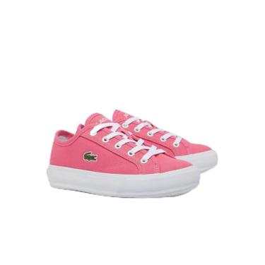 Imagem de Lacoste Tênis infantil unissex Backcourt, Rosa/branco, 12.5 Little Kid