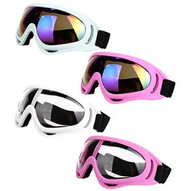 Imagem de LJDJ Óculos de esqui, pacote com 4 – Óculos de proteção UV 400 ajustáveis para snowboard para esportes ao ar livre, óculos de sol militares de combate à prova de poeira para crianças, meninos,