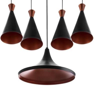 Imagem de Conjunto Lustres Pendente Tom Dixon 1 Chapéu + 4 Cone Preto - MARRYLUZ