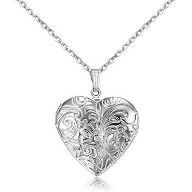 Imagem de Colar com medalhão que comporta fotos, medalhões, flores, pingentes, colares, presentes de aniversário, joias, 50cm, Aço inoxidável, Zircônia cúbica