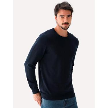 Imagem de Suéter Dudalina Tricot Crewneck Basico Misto Azul Marinho, XL/GG