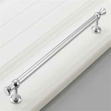 Imagem de Puxador de porta de guarda-roupa moderno simples de luxo de cobre puro, todo em cobre dourado, puxador de gaveta de furo único, prata brilhante, 224, CHINA