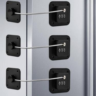 Imagem de Pacote com 3 Fridge Lock Locilot para crianças e adultos (preto)