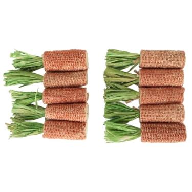 Imagem de 10pcs hamster milho cobra, pequenos brinquedos de animais de animais cuidam de acessórios de madeira de dentes em forma de cenoura Grinding Rabbit Corn Chew Toy para hamster. (Tamanho L Green)