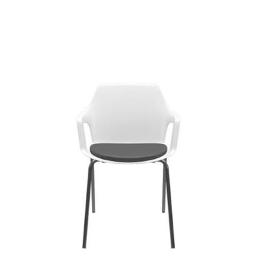 Imagem de Cadeira Vesper Assento Almofadado 4 Pés Estrutura Preta com Braços Fix