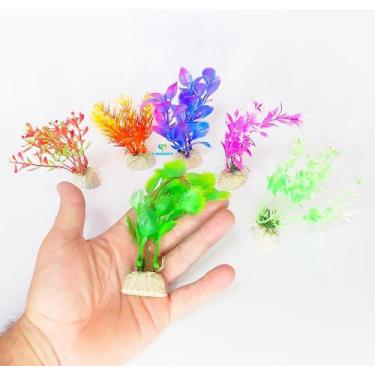 Imagem de Planta  Artificial p/aquarios, tam.10 Cm, Kit Com 6 Peças - LUCKY FISH