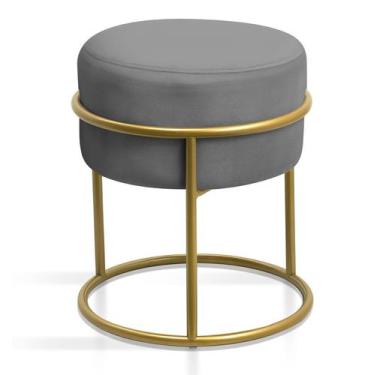Imagem de Banqueta para Quarto Sala Penteadeira Decoração Argola de Ferro Dourad