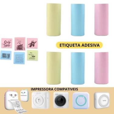 Imagem de 6 rolos etiqueta adesiva colorida mini impressora gatinho - Xd Mega, c