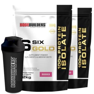 Imagem de Kit 2x Whey Isolado Six Gold Morango 2kg + Coqueteleira - Bodybuilders