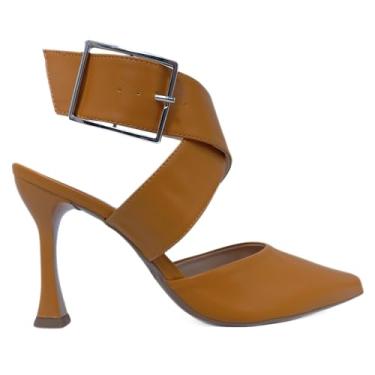 Imagem de Sapato Feminino Scarpin Salto Médio Com Fivela Elegante 127 (Caramelo, BR, Adulto, Numérico, 39)