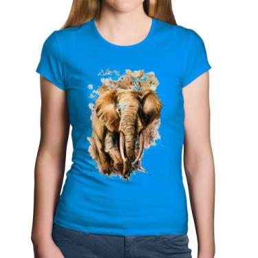 Imagem de Baby Look Algodão Elefante Watercolor - Foca na Moda, Azul, G