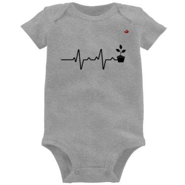 Imagem de Body Bebê Batimentos Cardíacos Plantinhas - Foca na Moda, Cinza, G