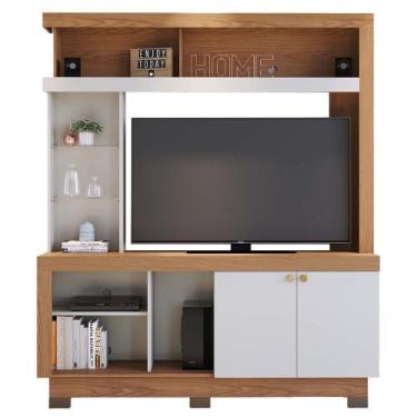 Imagem de Estante Home Theater Valença para TV até 50 - Colibri, Freijó/Off Whit