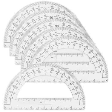 Imagem de 1InTheOffice Transferidor de plástico, transferidor para geometria, transferidor de 15 cm, 180 graus, 6 peças