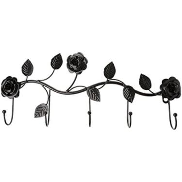 Imagem de Cabide montado na parede Rack de banheiro Cabide de roupas de madeira Gancho de parede Suporte de chave decorativo Chapéu Cachecol Armazenamento de bolsa Hange Cabide Rack de chapéu com ganc