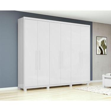 Imagem de Guarda Roupa Casal Ambiente Áries 6 Portas Branco Brilho com Pés - Lopas