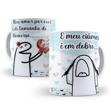 Imagem de Caneca de Cerâmica Branca 325ml Flork Namorados - Mecolour